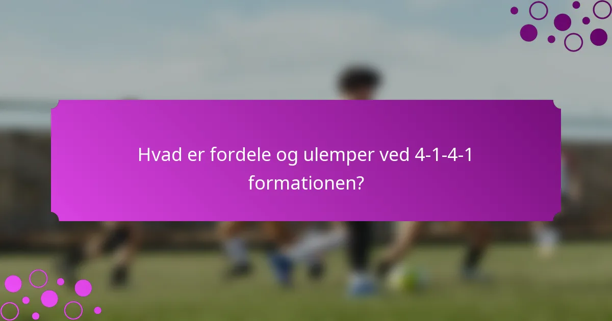 Hvad er fordele og ulemper ved 4-1-4-1 formationen?